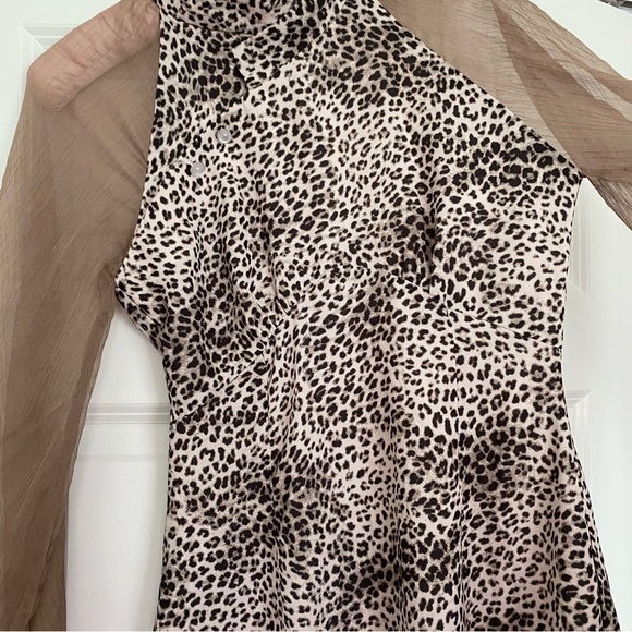 Since Then size s silk sleeves leopard print mini dress satin - Picture 3 of 5